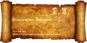 Rosinger Nándor névjegykártya